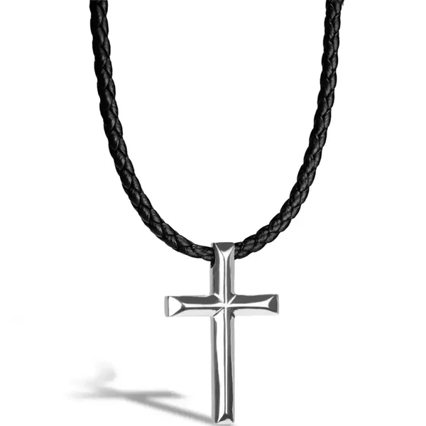 „Cross” Leren Ketting - Zilver of Goud