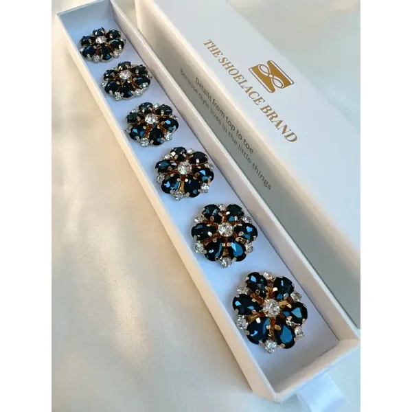 Isabelle – Marineblauw & Wit Bloem CLIP-OVER Goud