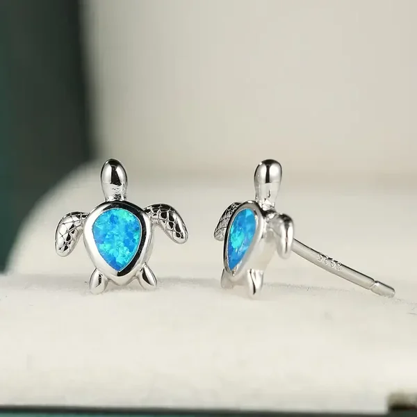 Kleine waterschildpadden oorbellen van 925er zilver