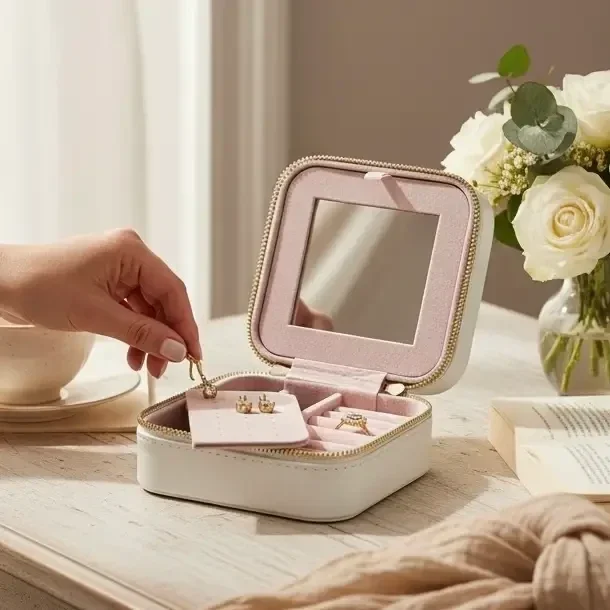 Sieradendoos Met Spiegel (Wit)