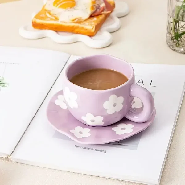 Handgemaakte bloemen schotel set 220ml