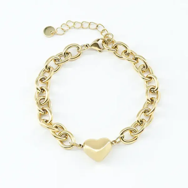 Roestvrijstalen armband 'Hart' (goud/zilver)