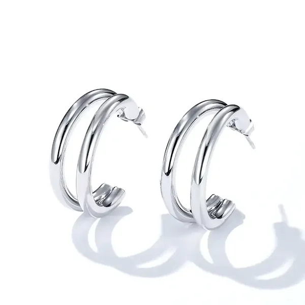 Oorbellen "Double Ring" (Goud/Zilver)