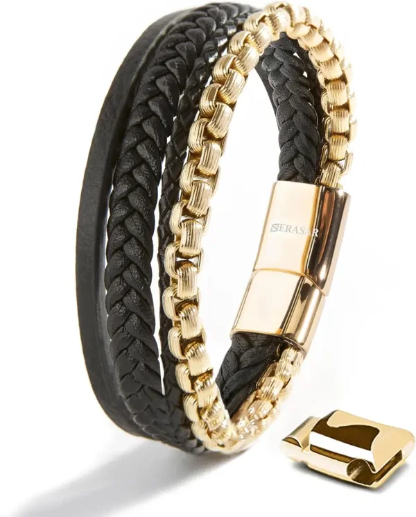 "Hero" Leren Armband - Goud, Zilver of Zwart