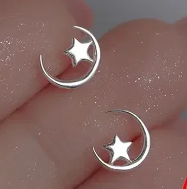 925 sterling zilveren ster maan oorbellen