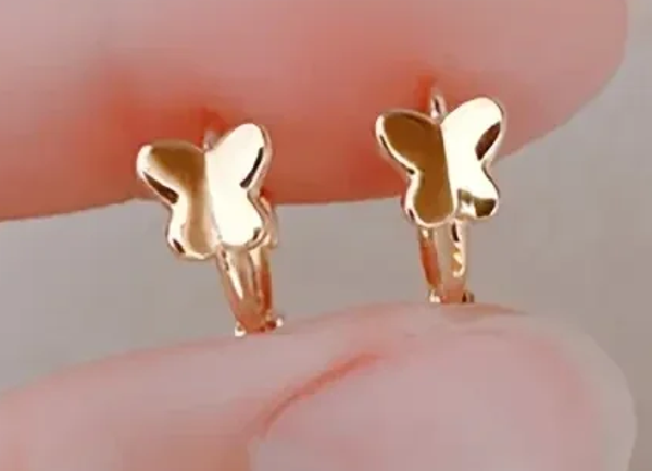 Elegante 18k gouden geplaatste 925er zilveren vlinder oorhangers