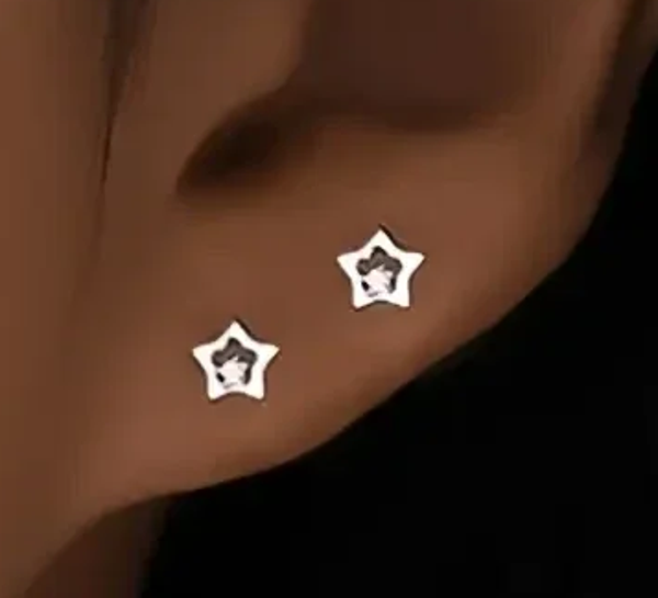 Stervormige zilveren oorringen (925er zilver)