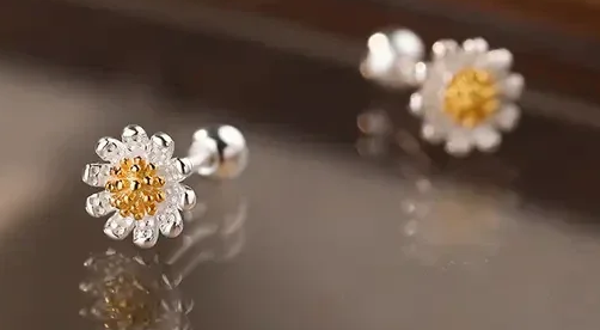 Madeliefjes oorknopjes - 925er zilver