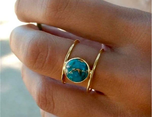 Hippie dubbele ring - vergulde mode ring