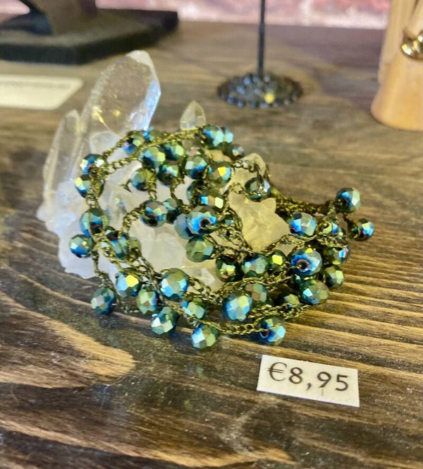 Glitterarmband Groen/Grijs