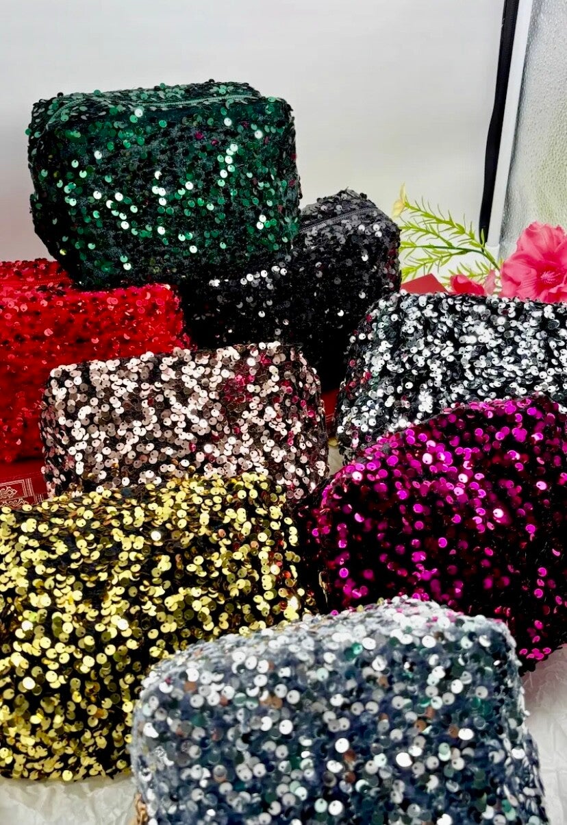 Make-Up Tasje Met Pailletten (Div. Kleuren)