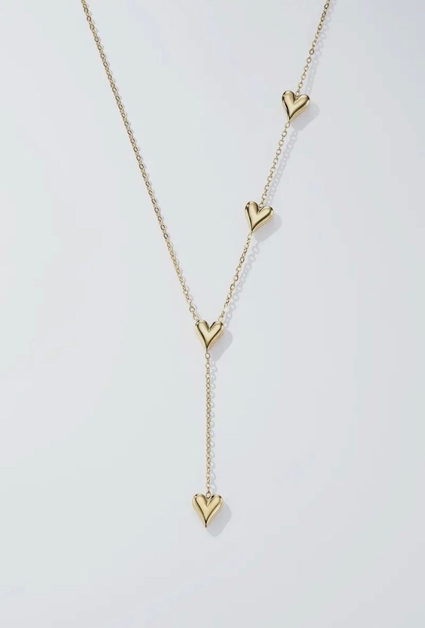 Ketting 'Hearts In A Row' (Goud/Zilver)
