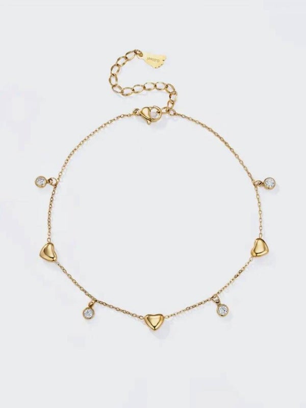 Enkelbandje 'Heart Of Stone' (Zilver / Goud)
