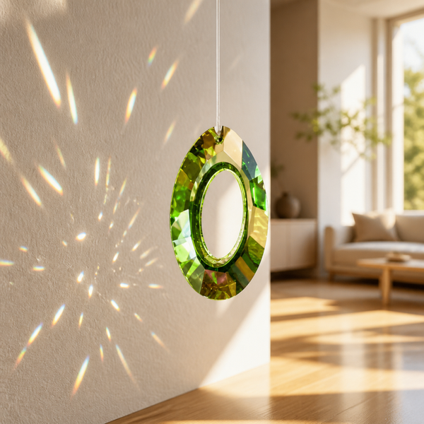 Suncatcher "Ovale-Ring" (Groen of Blauw)