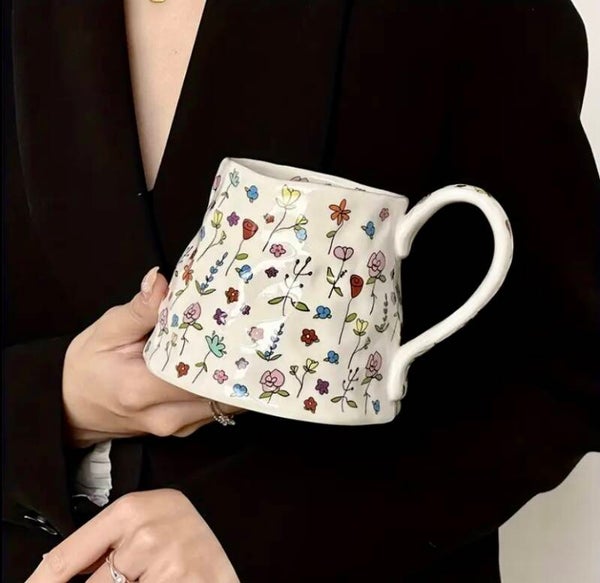 Handgeschilderde bloem mok 550ml