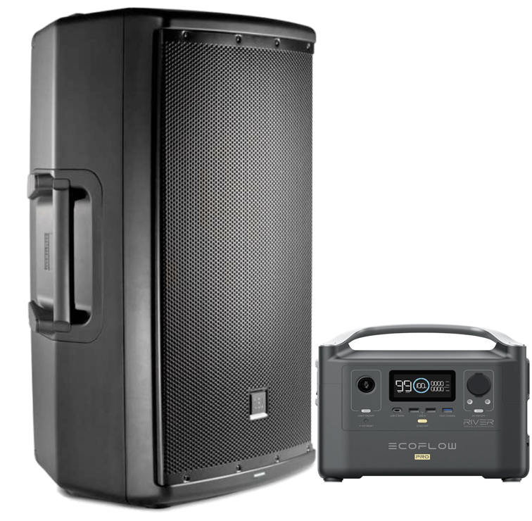 JBL Eon 615+ Powerstation Ecoflow Pro 720Wh Verleih/ Mieten mobiler Pa Lautsprecher Musikbox mieten www.Rentboks.de