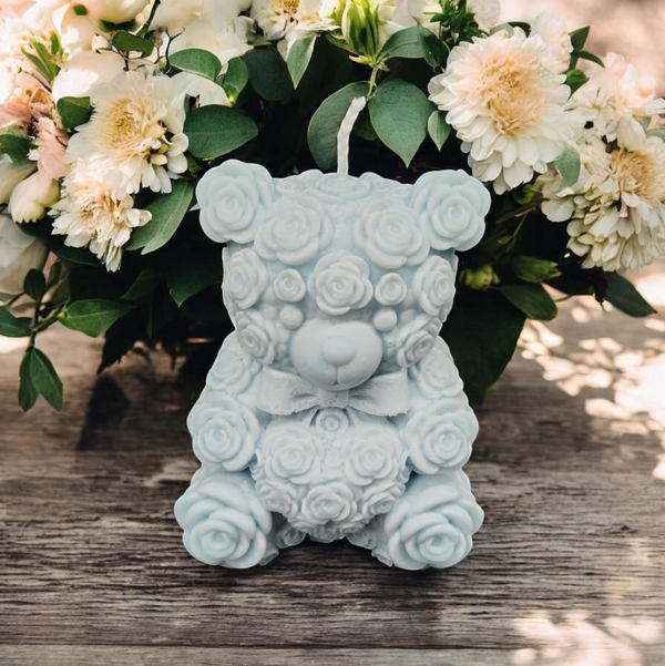 Świeca sojowa- Miś w różyczki