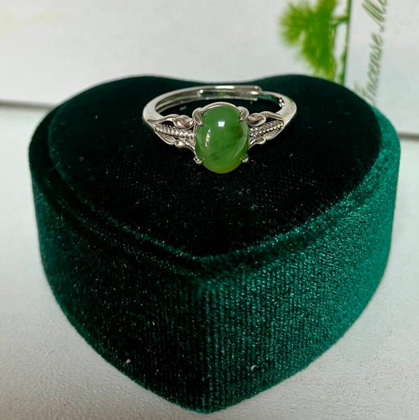 Ring Groene Jade 925 zilver  en verstelbaar