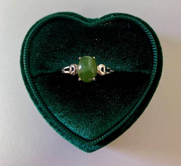 Ring Jade Groen verzilverd en verstelbaar
