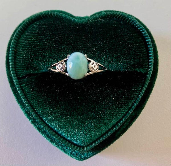Larimar ring verzilverd en verstrlbasr