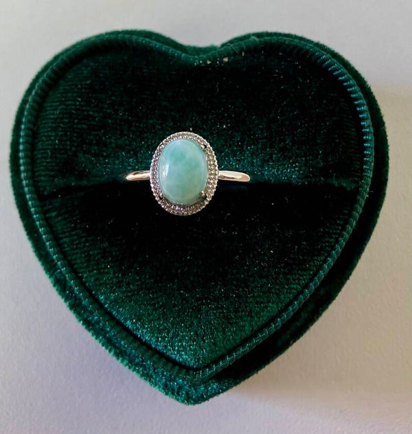 Larimar ring verzilverd en verstelbaar