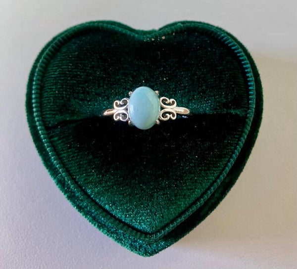 Larimar ring verzilverd en verstelbaar
