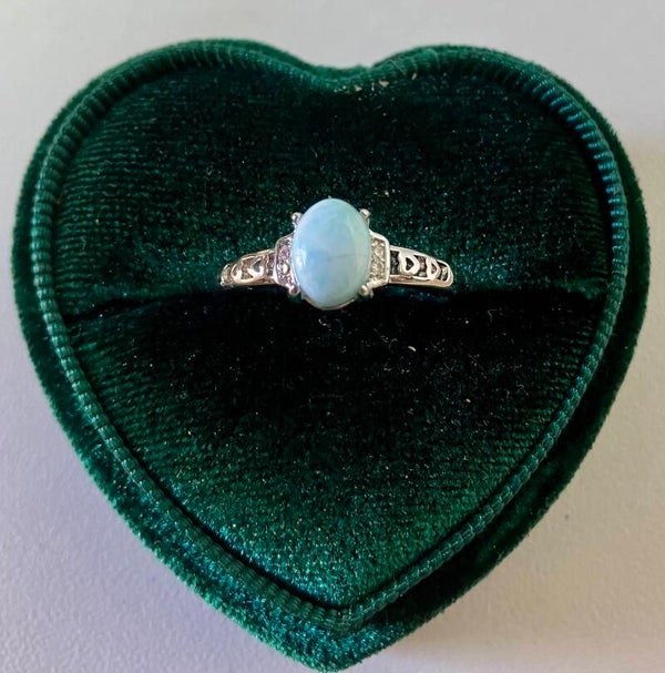 Larimar ring verzilverd en verstelbaar