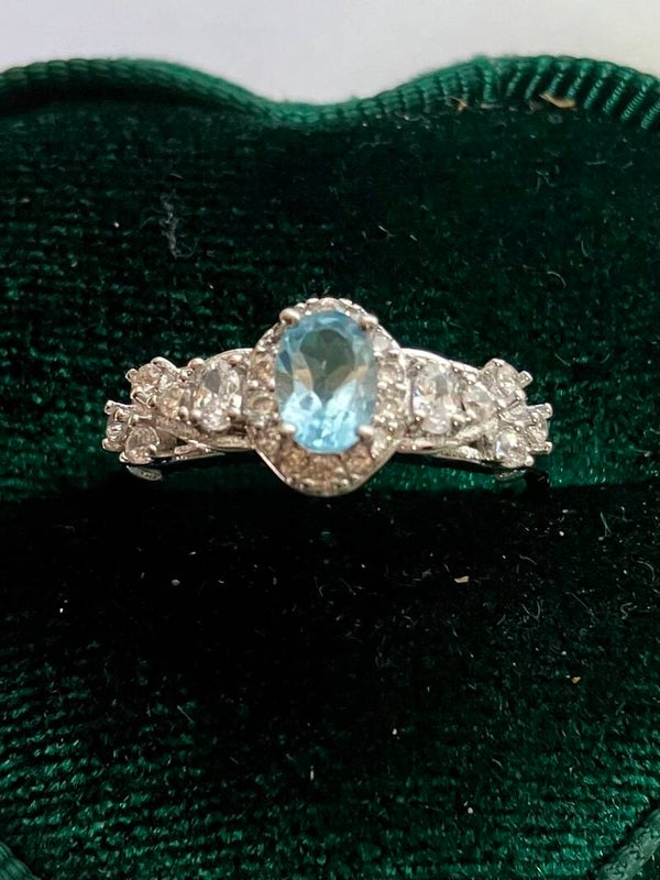 Topaas ring verzilverd en verstelbaar