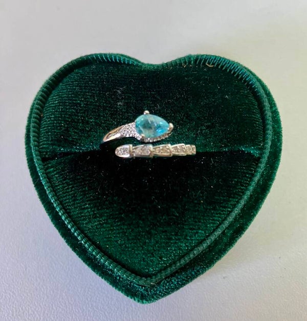 Topaas ring verzilverd en verstelbasr