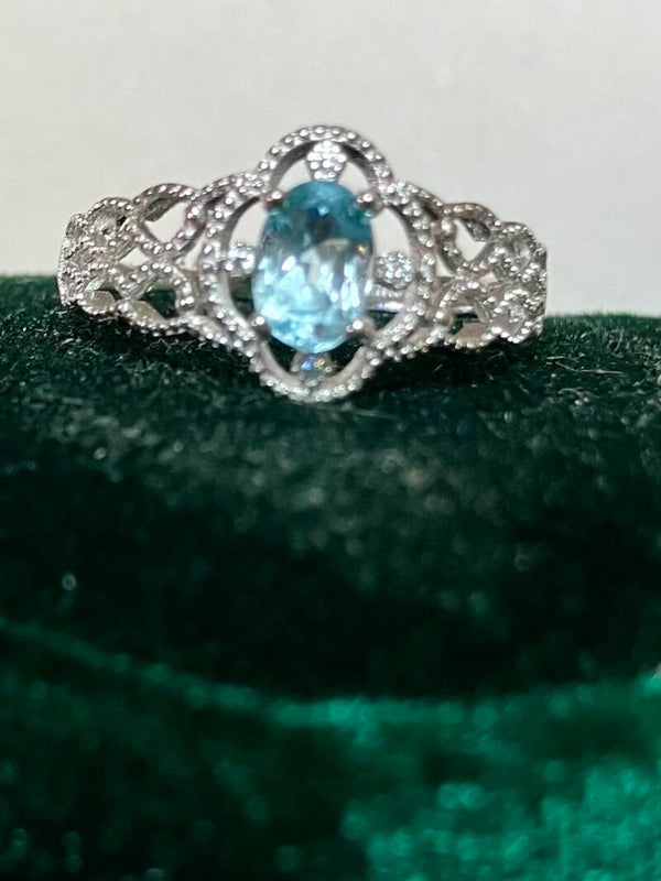 Ring Topaas Blauw zilver 925 verstelbaar