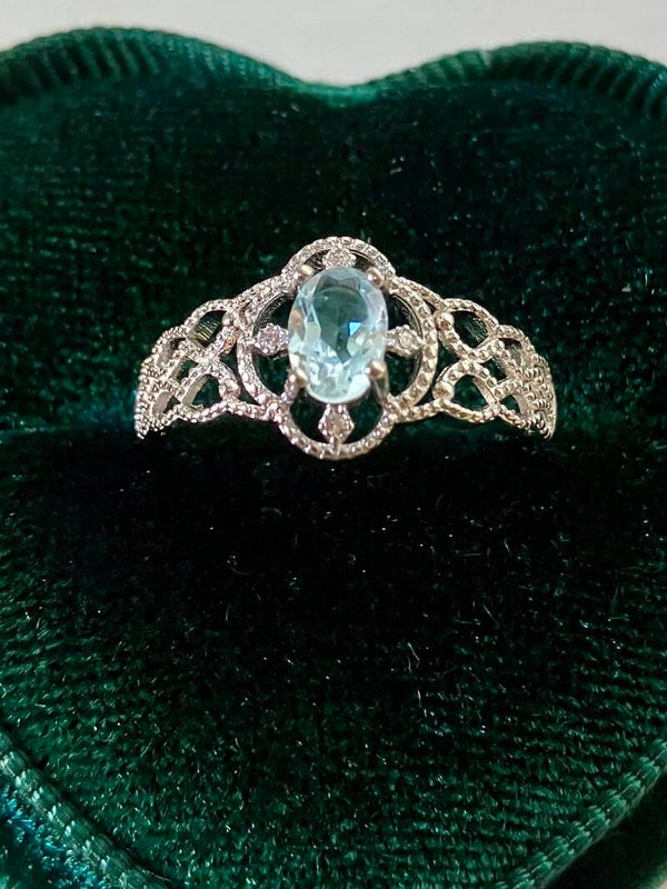 Ring Topaas blauw zilver 925 verstelbaar