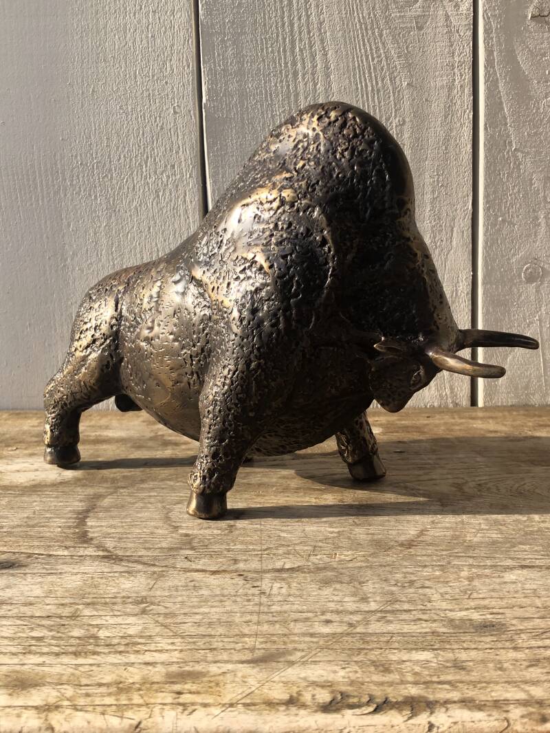 Zware jongens in brons met o.a. een Neushoorn, Bizon, Water Buffel, Stier en Nijlpaarden.