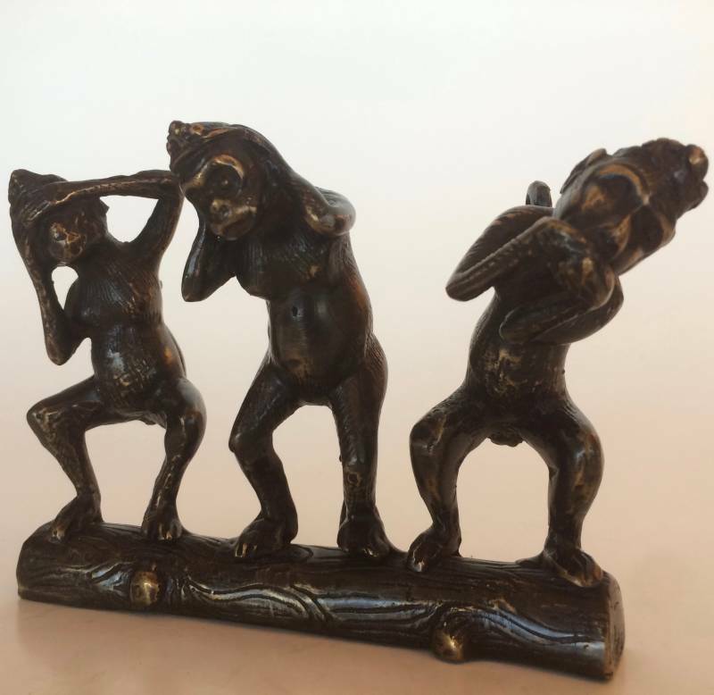 Horen Zien en Zwijgen Apen Beeldje van Bronzen Beelden Winkel Lent