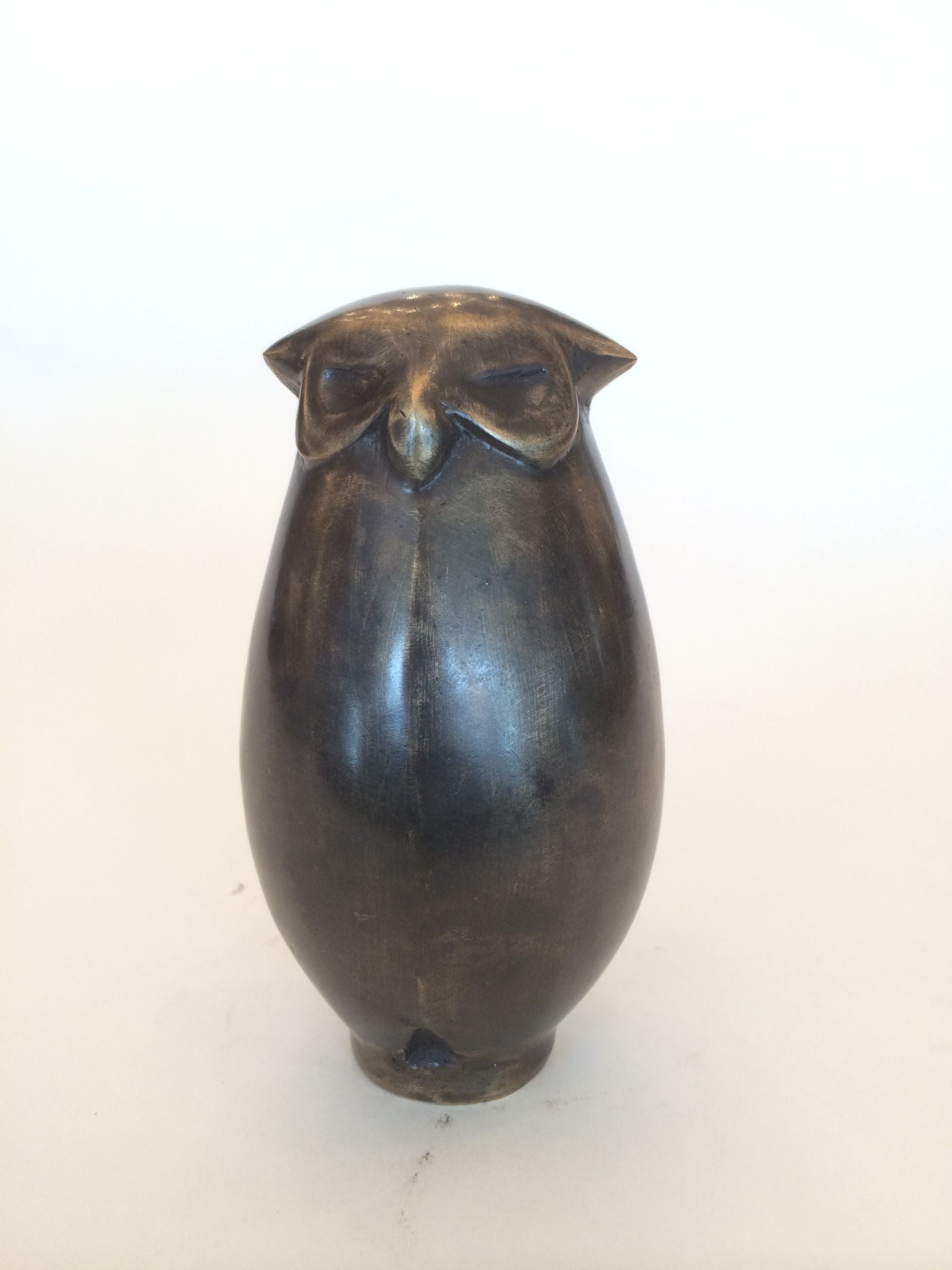 Bronzen dieren beeldje van een Art Deco uil - Bolle uil