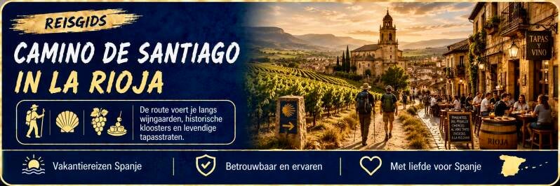 Camino de Santiago door de wijngaarden van La Rioja