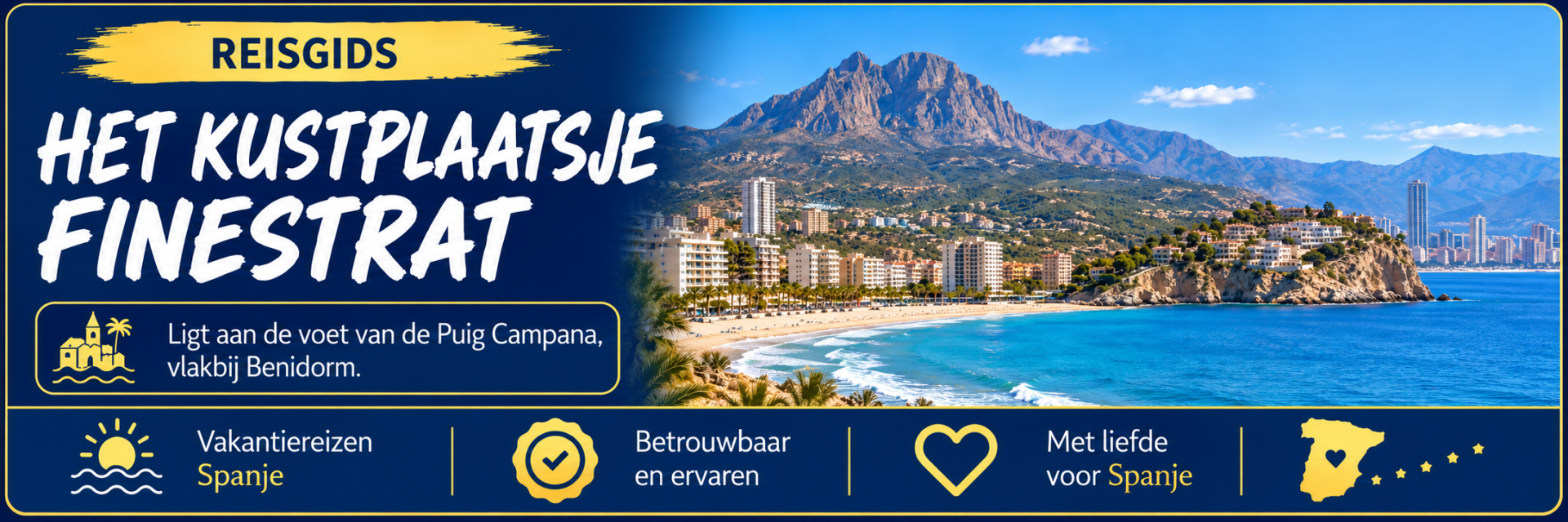 Cala de Finestrat aan de Costa Blanca met de Puig Campana op de achtergrond