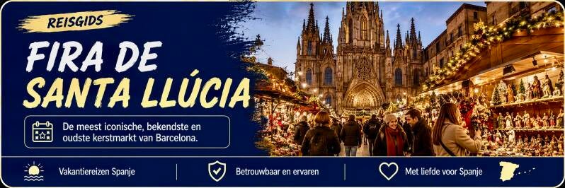 de Fira de Santa Llúcia met kerstkraampjes voor de kathedraal van Barcelona.