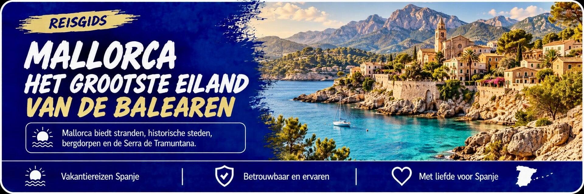 Mallorca met een historische kustplaats en de Serra de Tramuntana