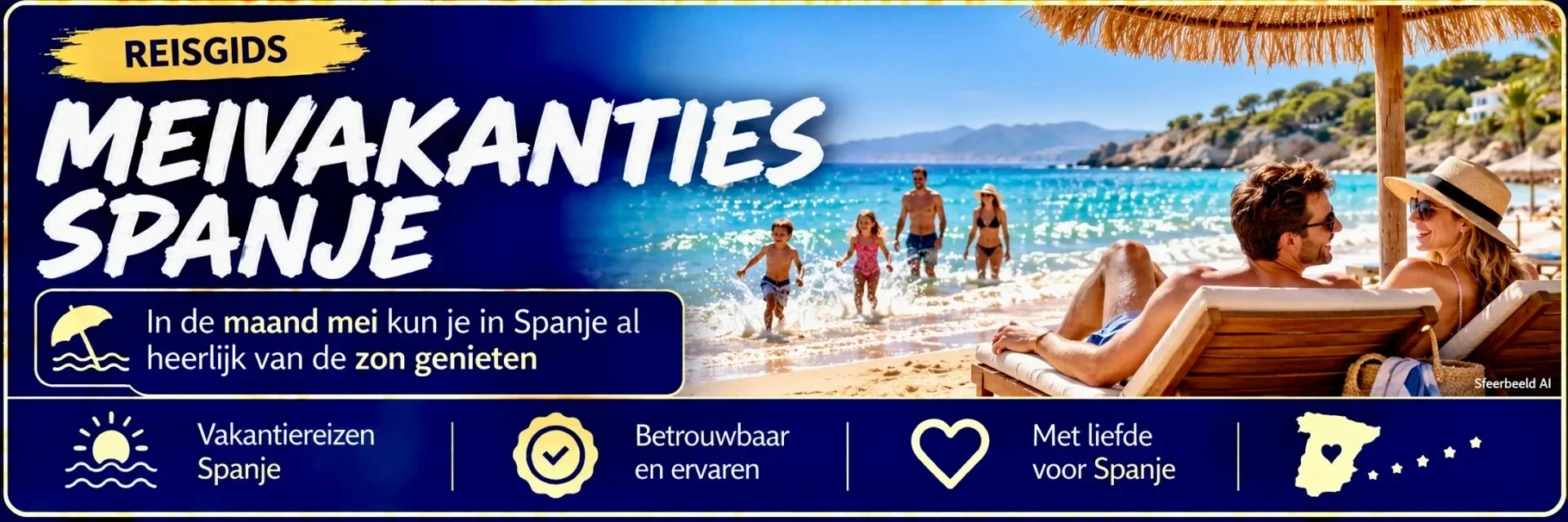 Zonnig strand aan de Spaanse Zonnig strand aan de Spaanse kust tijdens de meivakantiekust tijdens de meivakantie