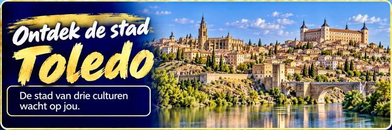 Uitzicht op de historische stad Toledo met de kathedraal, het Alcázar en de rivier de Taag.