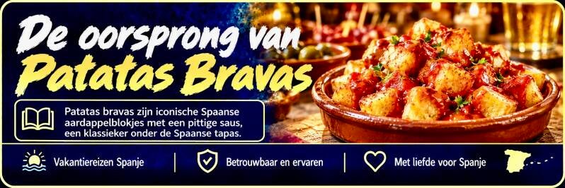 De oorsprong van patatas bravas – Spaanse tapas van krokante aardappelblokjes met pittige saus.