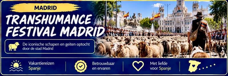 Transhumance Festival Madrid met schapen en geiten tijdens de traditionele optocht door de stad