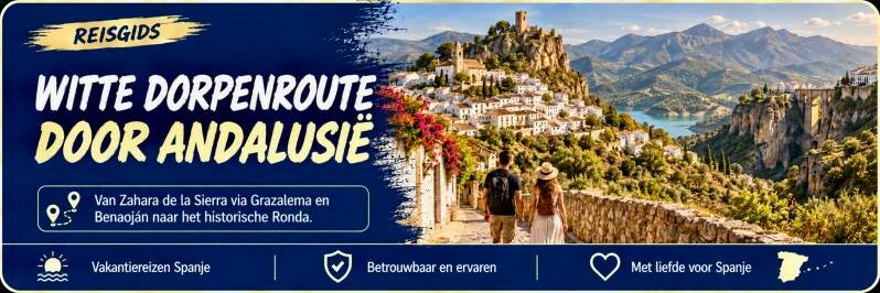 Witte dorpen en berglandschap langs de route door Andalusië naar Ronda