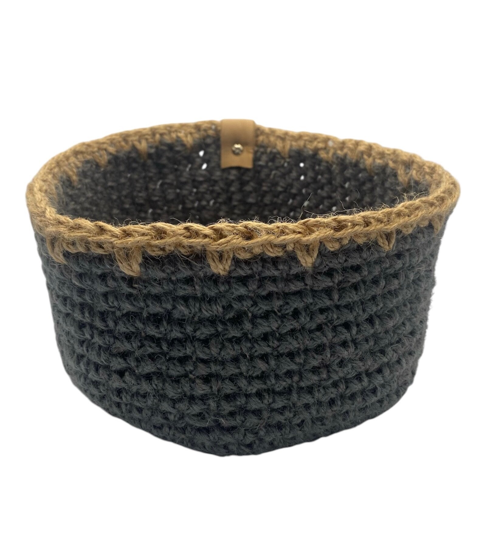 Panier en jute XL - gris anthracite et bord beige