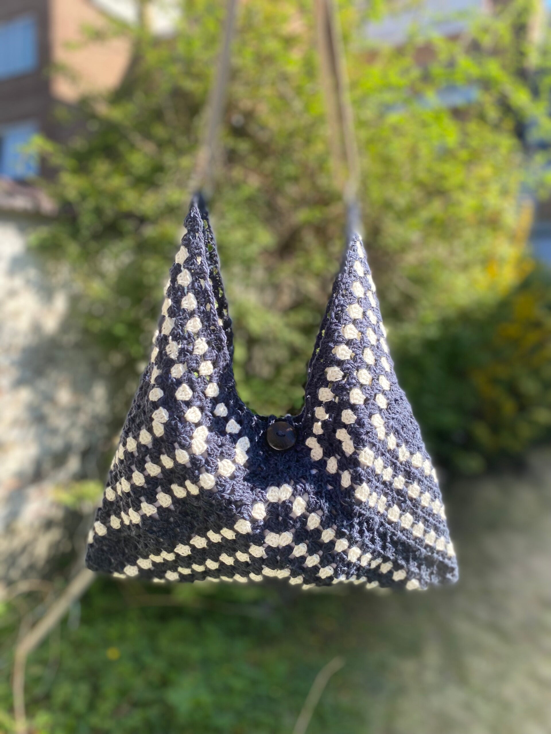 Sac Rétro - bleu marine et écru - petites lignes