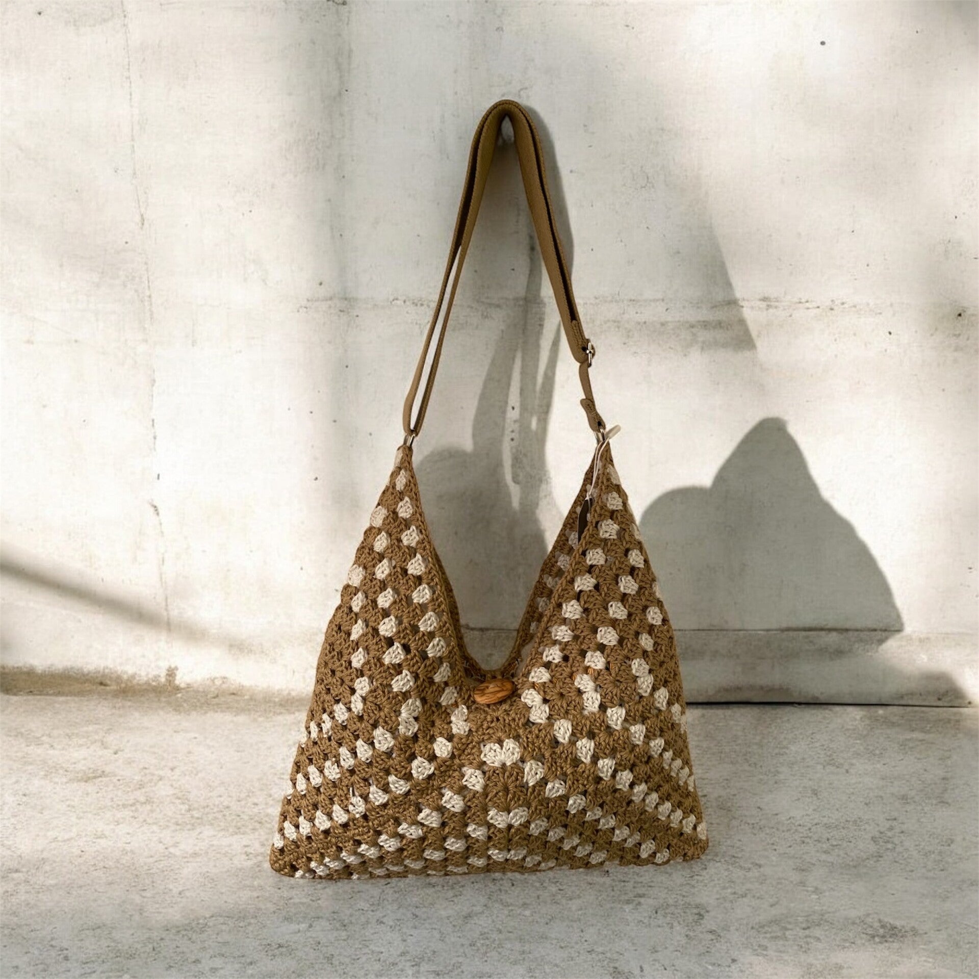 Sac Rétro - brun et écru - petites lignes