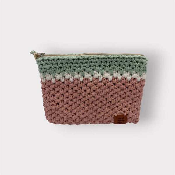 Trousse rose/écrue/verte - petit modèle