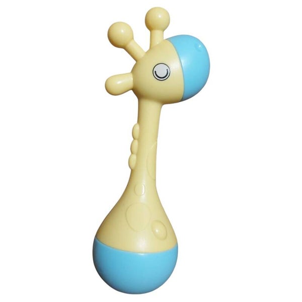 Giraf rammelaar geel blauw