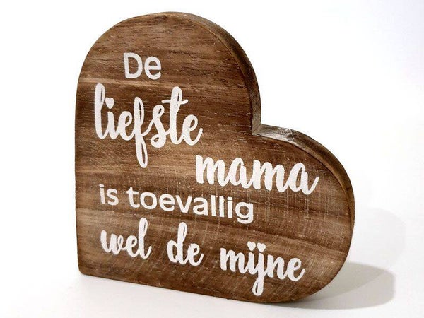 Woodart 1312 teksthart M 15x15cm liefste mama natural