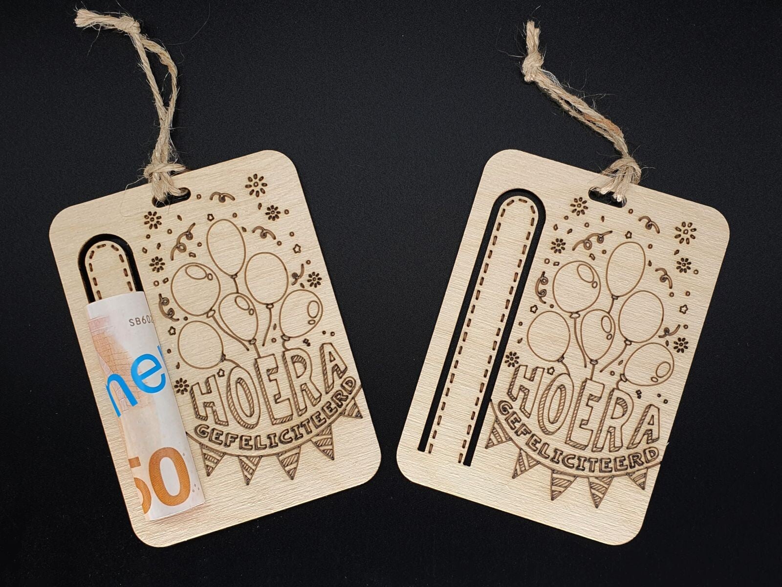 Woodart 2609 Hoera Gefeliciteerd blank berken